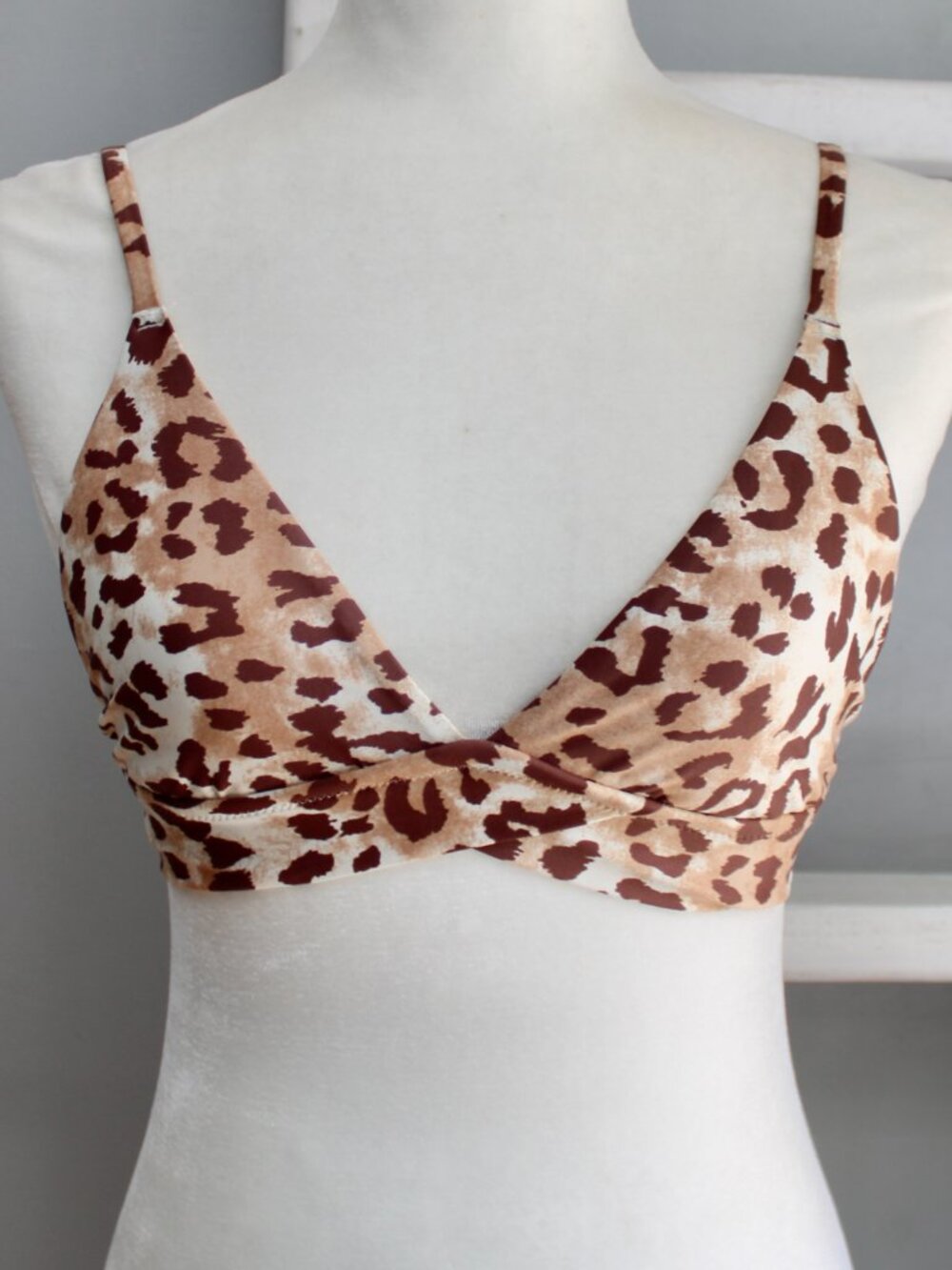 Aerie Leopard Crossover Bikini Bottom & Bikini Top Beach Dune Brown Size Small - Picture 2 of 12